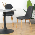 Deep Grey Modern Fabric Chairs With Wood Transfer Metal Leg Set Of 4 Dark Gray Metal