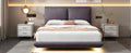 Full Size Upholstered Platform Bed With Sensor Light And 2 Large Backrests, Stylish Platform Bed With 2 Sets Of Usb Port And Socket On Each Rear Bed Leg, Gray Gray Velvet