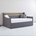 Twin Size Daybed With Storage Drawers, Upholstered Daybed With Charging Station And Led Lights, Gray Old Item W1580S00034 Twin Gray Linen