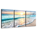 3 Panels Framed Canvas Wall Art Decor,3 Pieces Sea Wave Painting Decoration Painting For Chrismas Gift, Office,Dining Room,Living Room, Bathroom, Bedroom Decor Ready To Hang Rectangle Framed