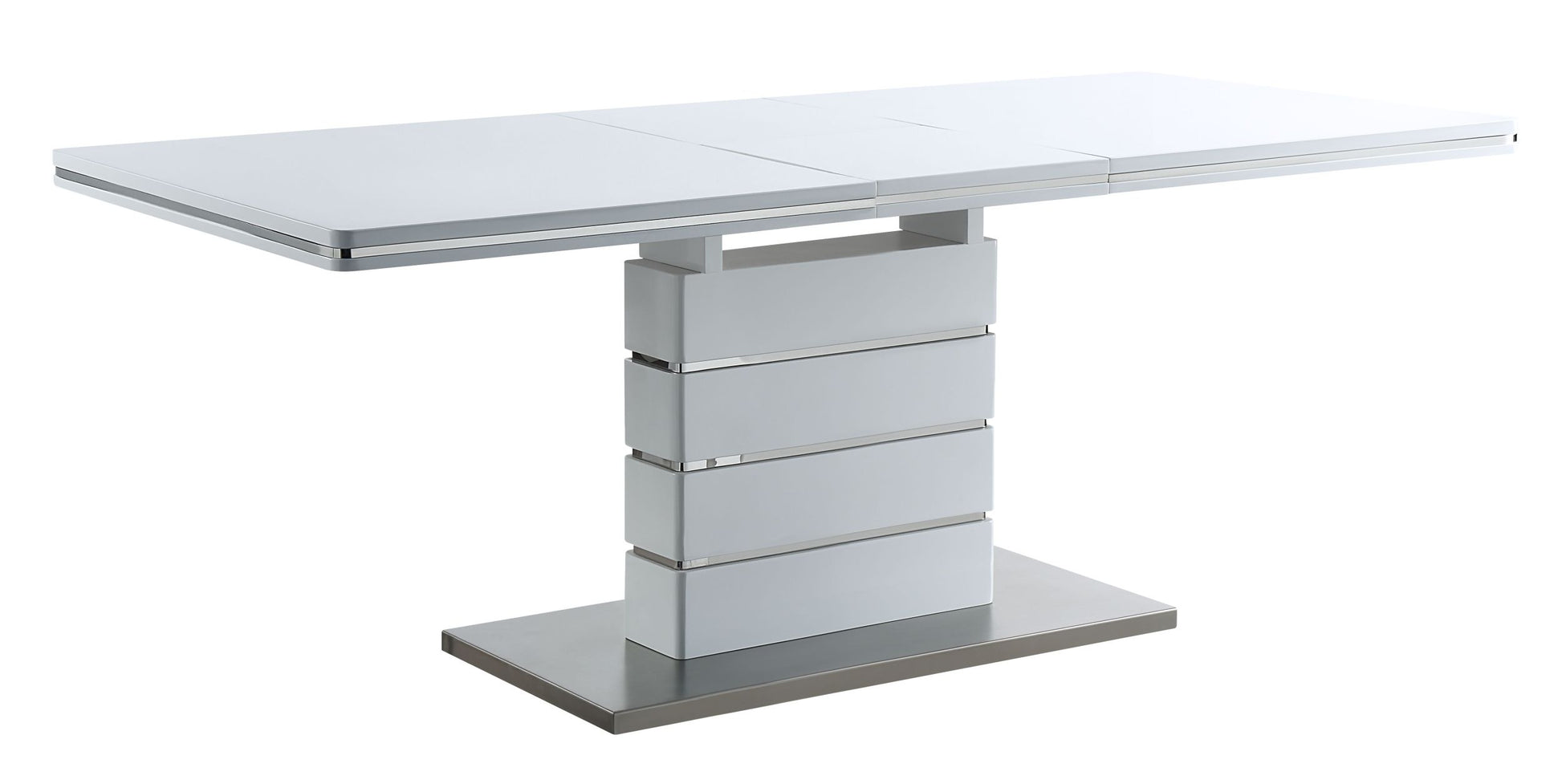 Kameryn Dining Table W Butterfly Leaf, White High Gloss Finish Dn02143 White Mdf Steel