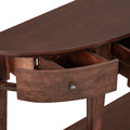 Modern Curved Console Table Sofa Table With 3 Drawers And 1 Shelf For Hallway, Entryway, Living Room Espresso Solid Wood Mdf