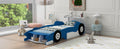 Twin Size Race Car Shaped Platform Bed With Wheels,Blue Blue Plywood