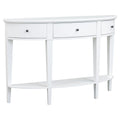 Modern Curved Console Table Sofa Table With 3 Drawers And 1 Shelf For Hallway, Entryway, Living Room White Solid Wood Mdf