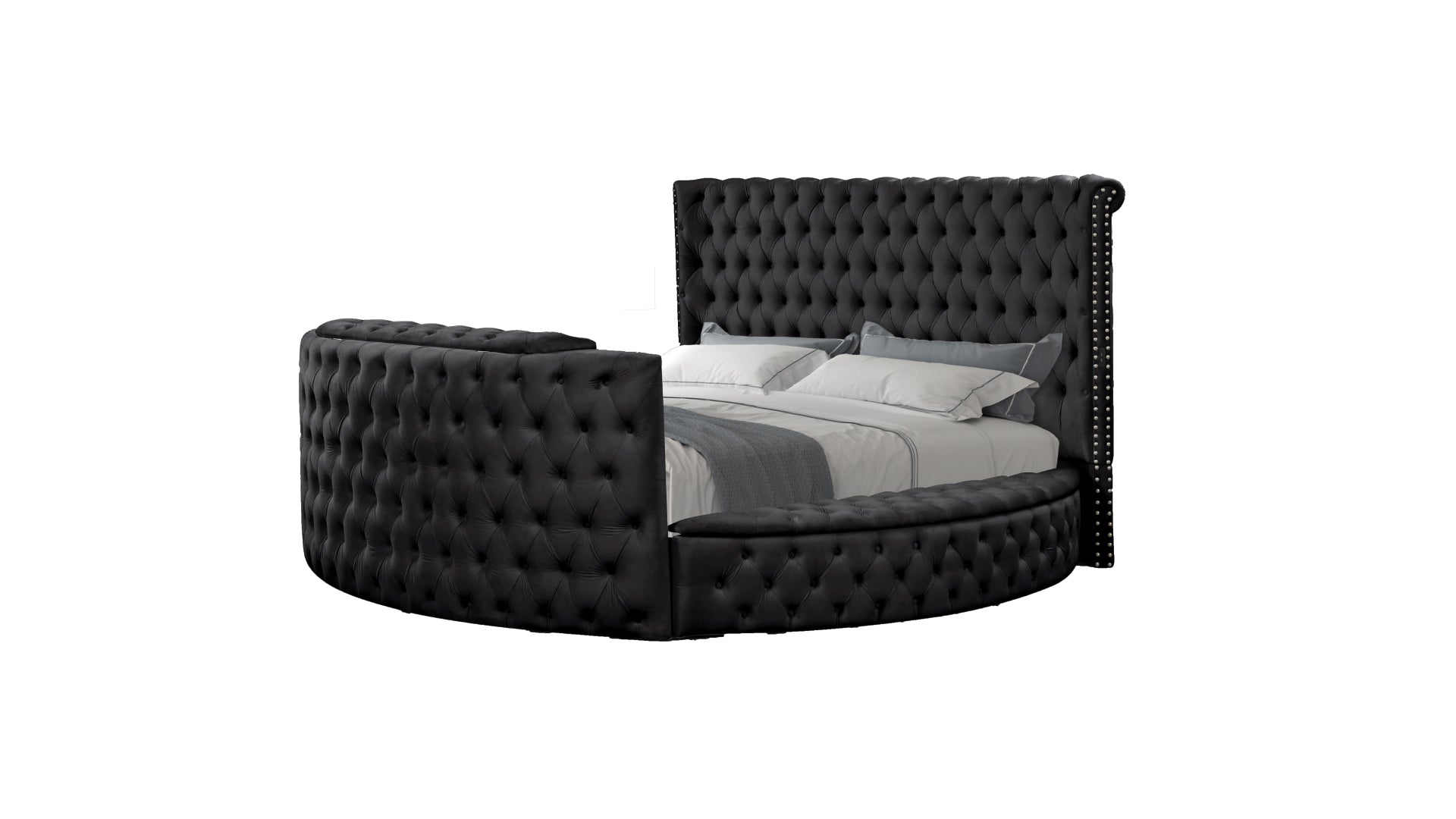 Crystal Tufted Queen 5 Pc Vanity Bedroom Set Made With Wood In Black Box Spring Not Required Queen Black Wood 5 Piece Set Bedroom Modern Upholstered Velvet Tufted Wood