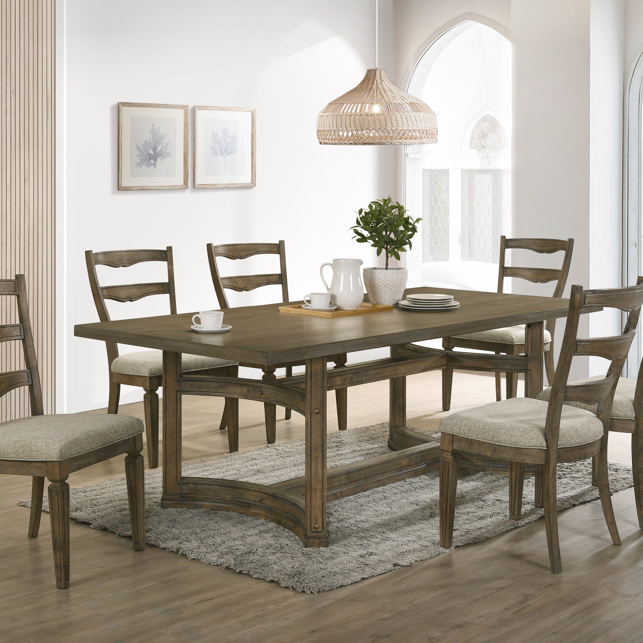 Parfield Dining Table, Weathered Oak Finish Dn01807 Oak Wood