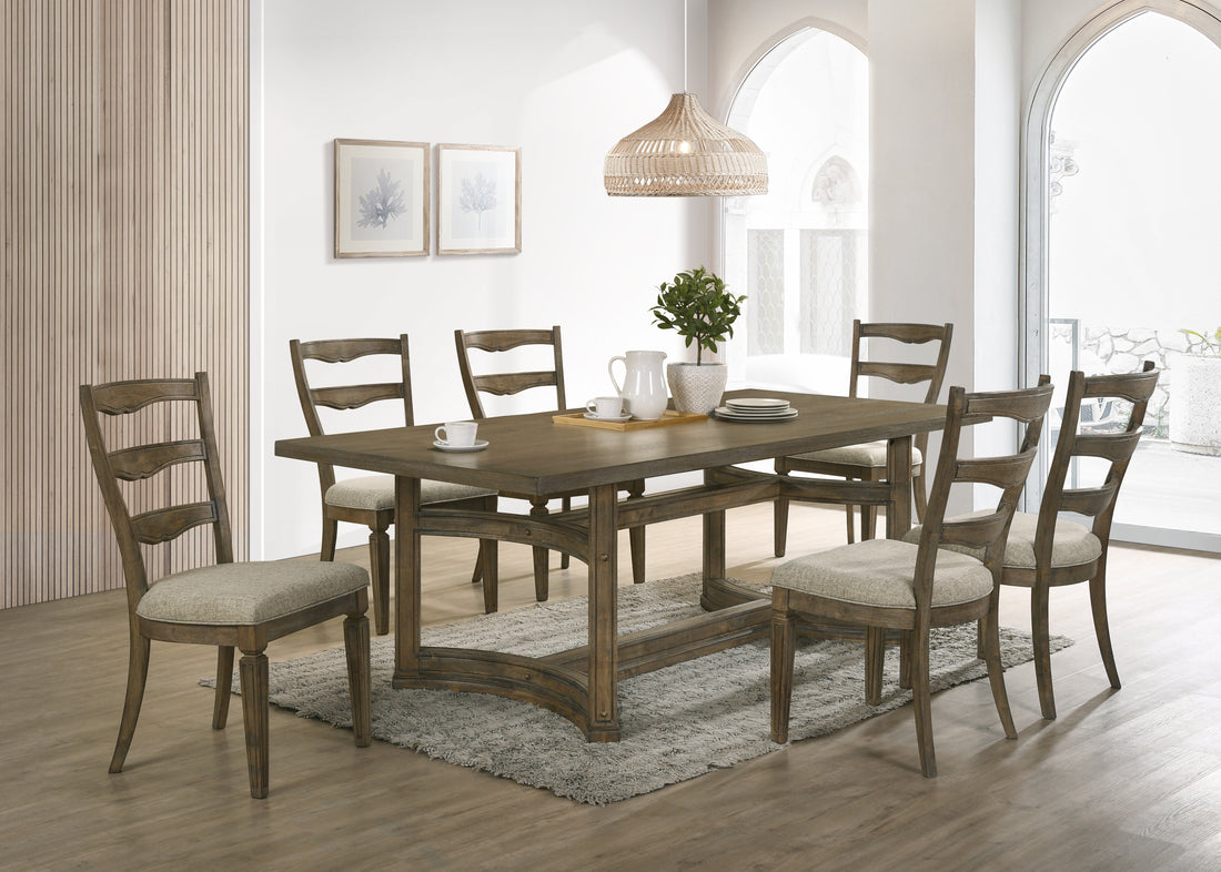 Parfield Dining Table, Weathered Oak Finish Dn01807 Oak Wood