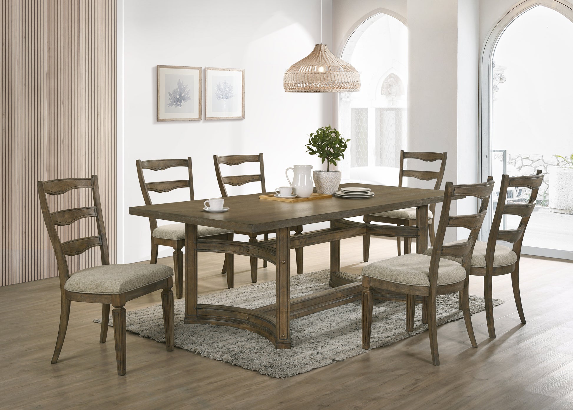Parfield Dining Table, Weathered Oak Finish Dn01807 Oak Wood