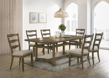 Parfield Dining Table, Weathered Oak Finish Dn01807 Oak Wood