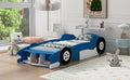 Twin Size Race Car Shaped Platform Bed With Wheels,Blue Blue Plywood