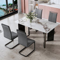 Modern Minimalist Rectangular Dining Table, White Imitation Marble Tabletop, Mdf Table Legs With Gold Metal Decorative Strips. Suitable For Restaurant And Living Roomf Hh White Mdf Glass