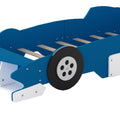Twin Size Race Car Shaped Platform Bed With Wheels,Blue Blue Plywood