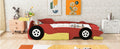 Twin Size Race Car Shaped Platform Bed With Wheels,Red Red Plywood