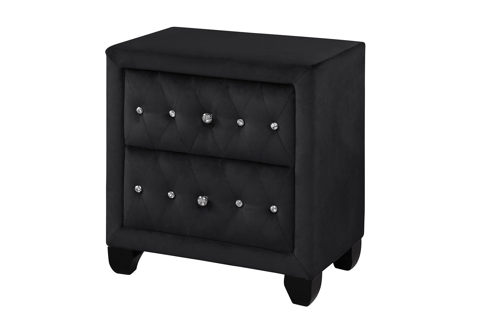 Crystal Tufted Queen 4 Pc Vanity Bedroom Set Made With Wood In Black Box Spring Not Required Queen Black Wood 4 Piece Set Bedroom Modern Upholstered Tufted Wood