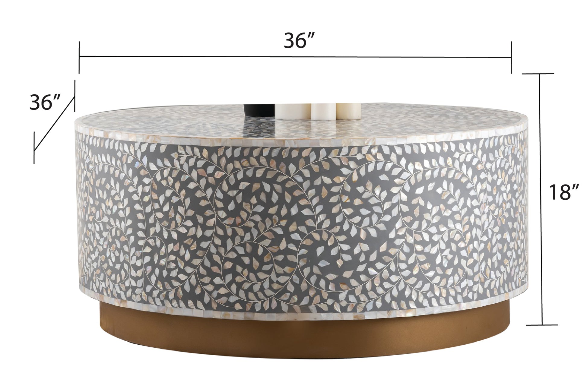 Luxe Coffee Table Gray Gray Primary Living Space Round Coffee & End Tables Wood Pedestal