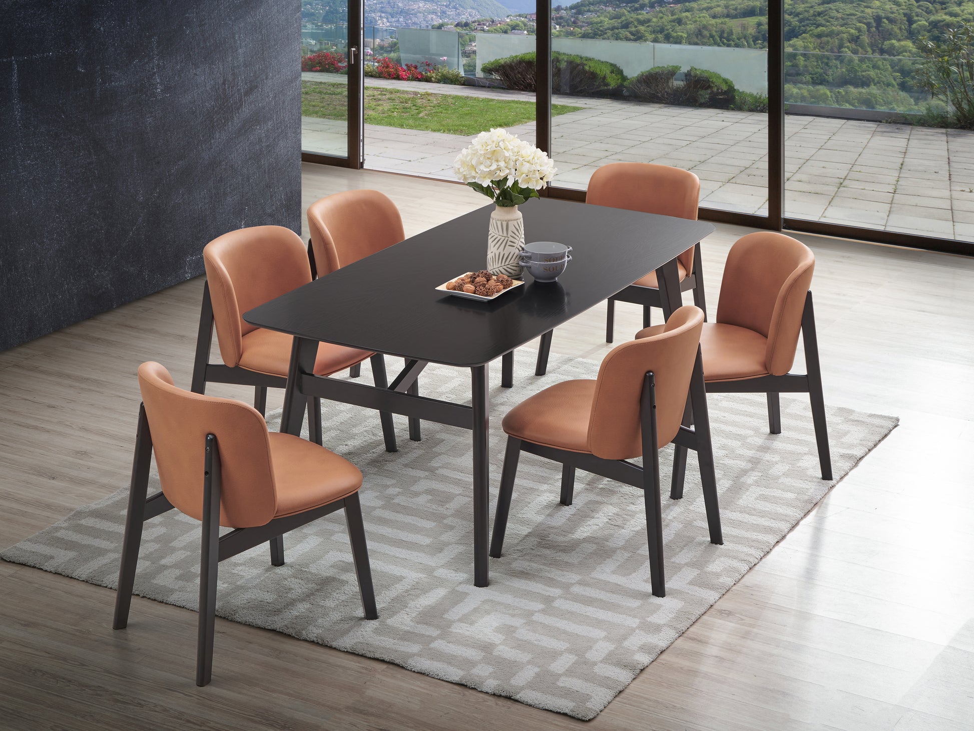 Eliora Dining Table, Black Finish Dn02366 Black Wood