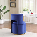 360 Swivel Accent Chair With Storage Function, Velvet Curved Chair With Gold Metal Base For Living Room, Nursery, Bedroom Video Blue Velvet