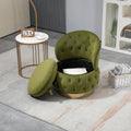 360 Degree Swivel Cuddle Barrel Accent Storage Chairs, Round Armchairs With Wide Upholstered, Fluffy Velvet Fabric Chair For Living Room, Bedroom, Office, Waiting Rooms Olive Green Primary Living Space Foam Velvet
