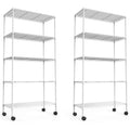2 Pack 5 Tier Shelf Wire Shelving Unit, Nsf Heavy Duty Wire Shelf Metal Large Storage Shelves Height Adjustable Utility For Garage Kitchen Office Commercial Shelving Steel Layer Shelf White White Iron Plastic