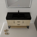 48 Inch Bathroom Vanity Freestanding Design With Black Resin Sink Plain Light Oak Bathroom American Traditional Plywood