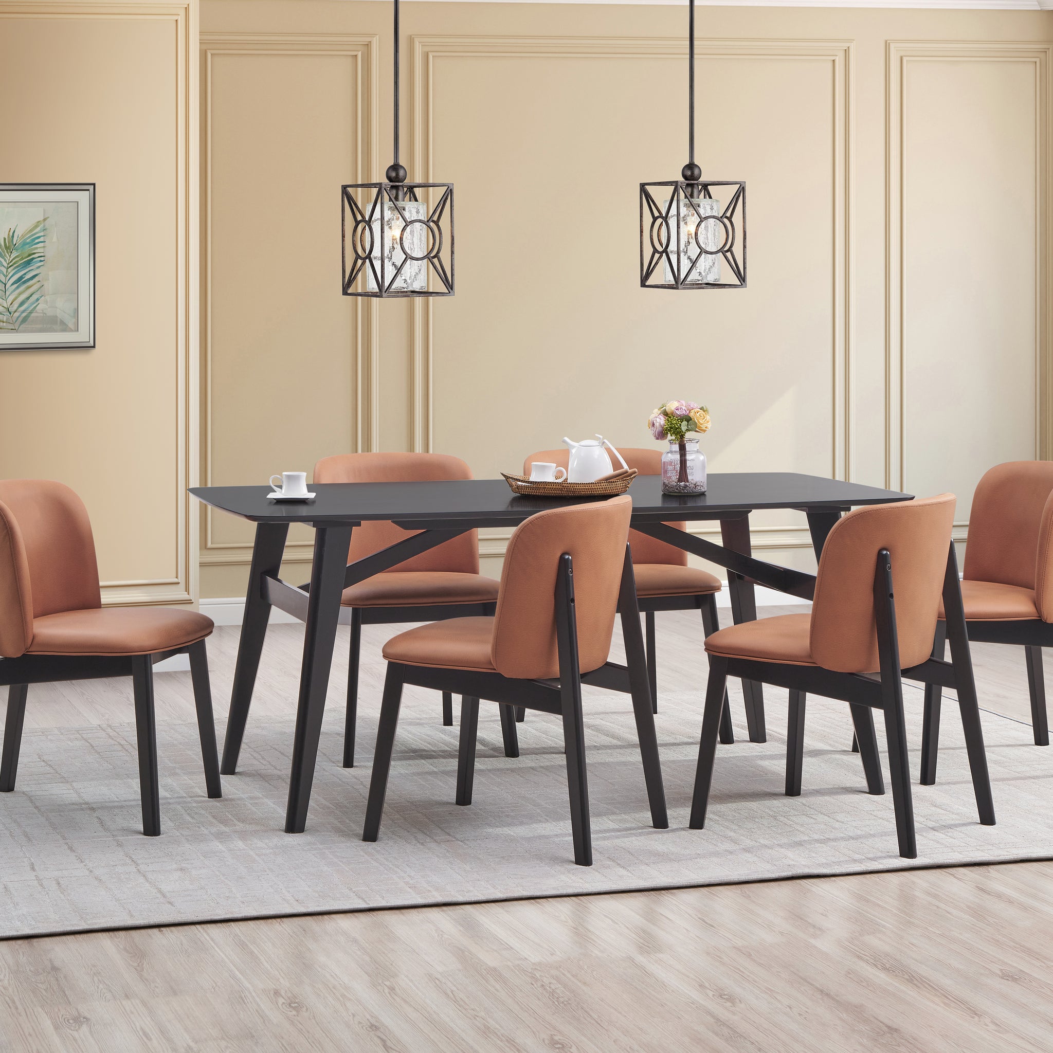 Eliora Dining Table, Black Finish Dn02366 Black Wood