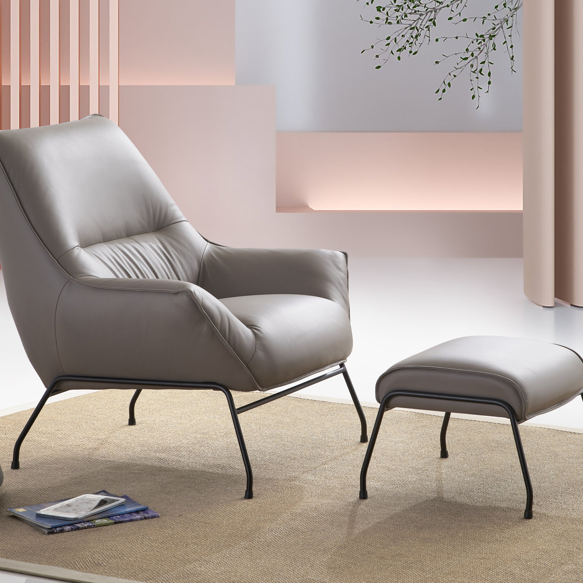 Jabel Accent Chair, Khaki Top Grain Leather Ac02385 Khaki Leather