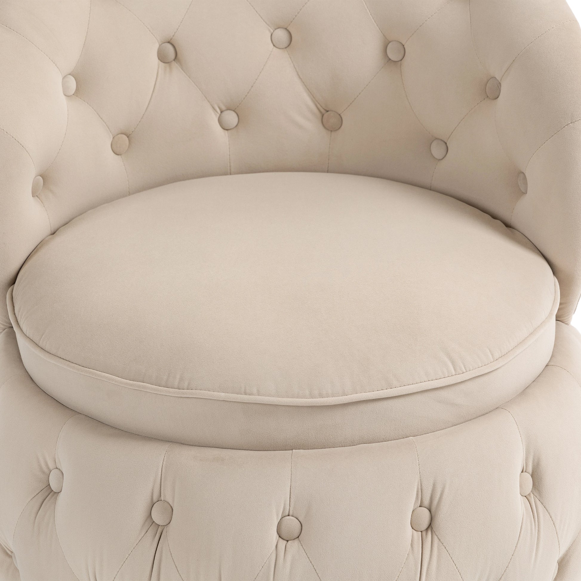 360 Degree Swivel Cuddle Barrel Accent Storage Chairs, Round Armchairs With Wide Upholstered, Fluffy Velvet Fabric Chair For Living Room, Bedroom, Office, Waiting Rooms Beige Primary Living Space Foam Velvet