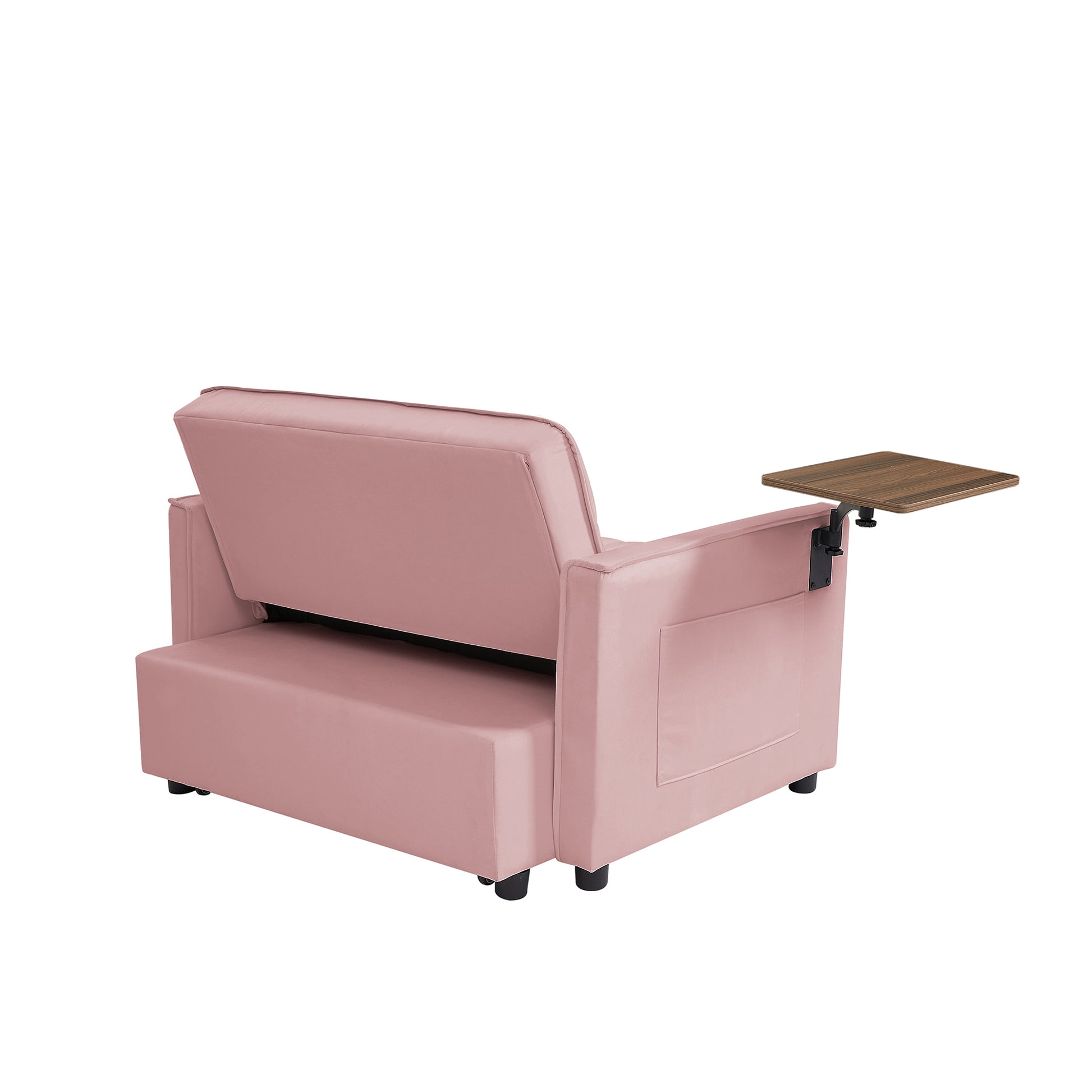 Pink Velvet Loveseat Sofa Bed Pink Wood Tufted Back Square Arms Foam Velvet 2 Seat