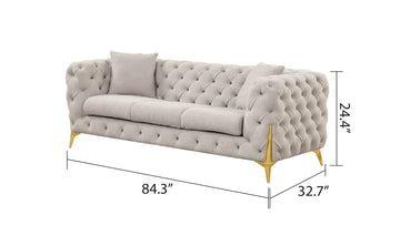 Contempo Modern Style Buckle Fabric Sofa Made With Wood In Gray Gray Wood Primary Living Space Contemporary Faux Fur Wood