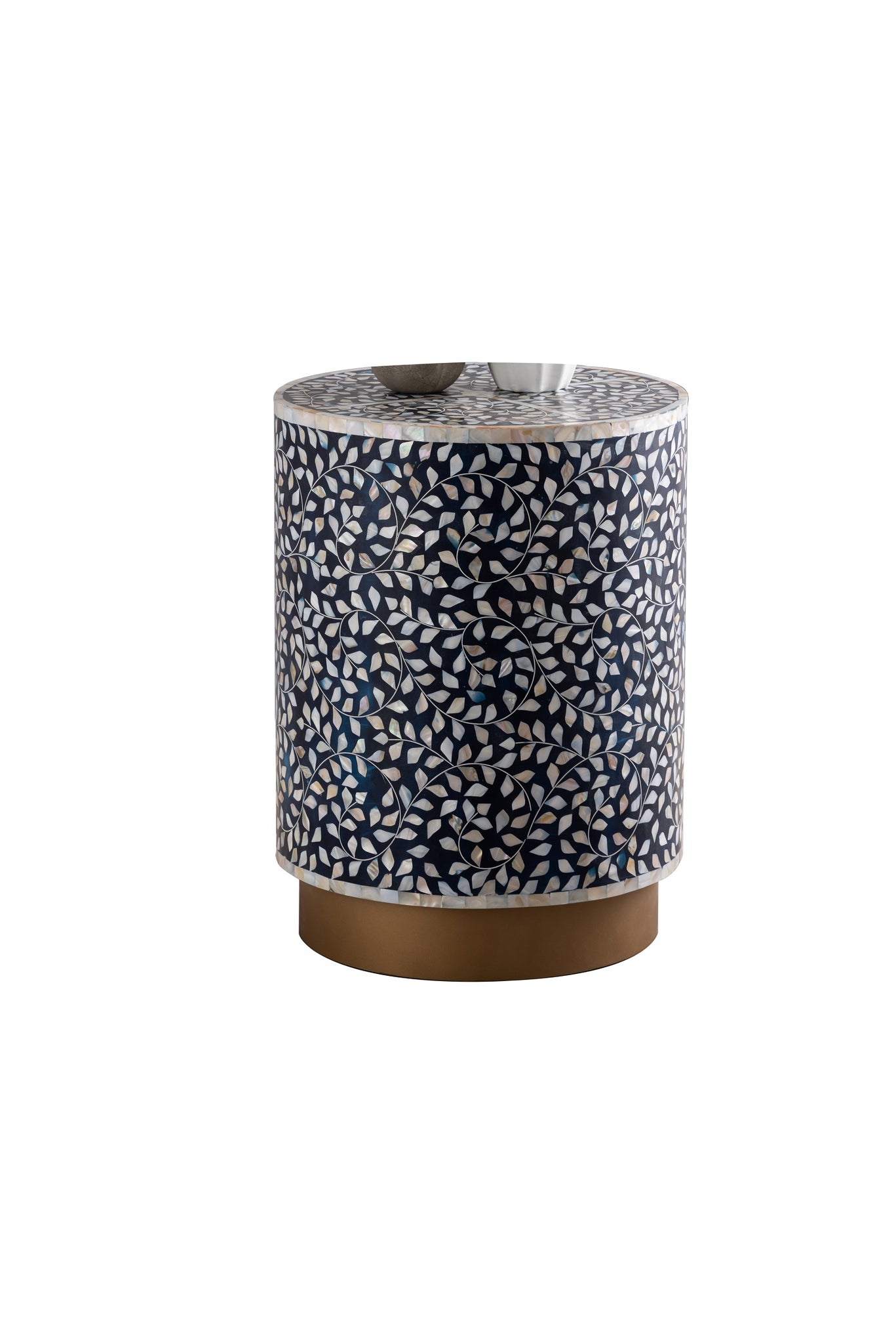 Luxe End Table Navy Navy Primary Living Space Modern Tabeltop Round Coffee & End Tables Round Wood Pedestal