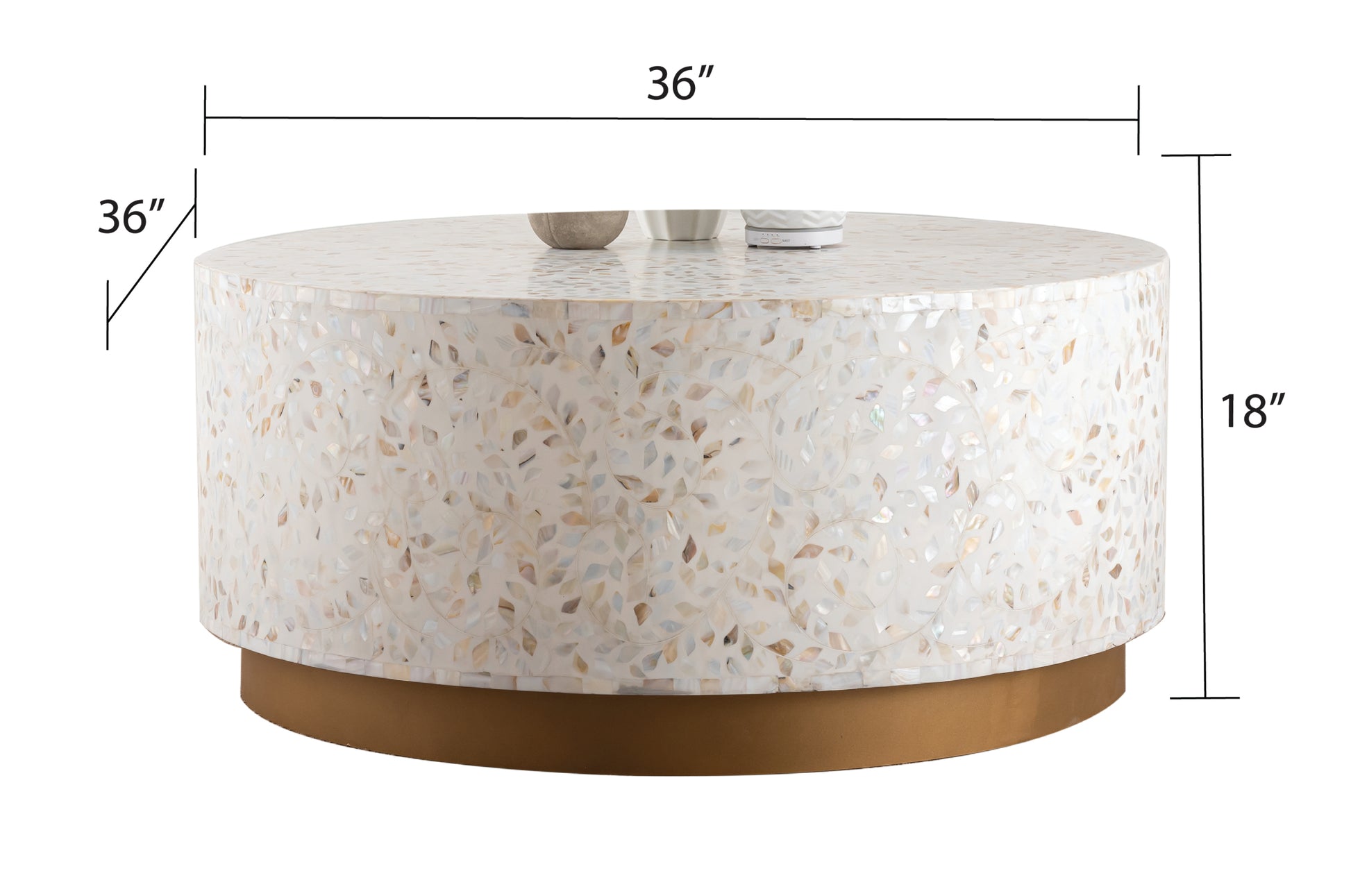 Luxe Coffee Table Ivory Ivory Primary Living Space Modern Tabeltop Round Coffee & End Tables Round Solid Wood Mdf Wood Pedestal