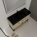 48 Inch Bathroom Vanity Freestanding Design With Black Resin Sink Plain Light Oak Bathroom American Traditional Plywood
