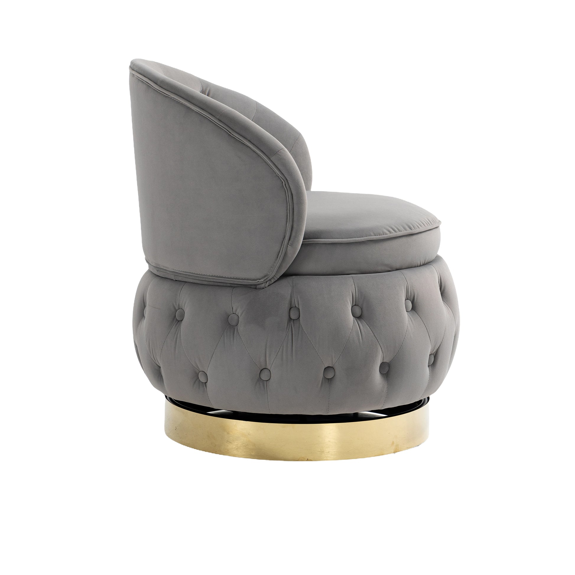 360 Degree Swivel Cuddle Barrel Accent Storage Chairs, Round Armchairs With Wide Upholstered, Fluffy Velvet Fabric Chair For Living Room, Bedroom, Office, Waiting Rooms Gray Primary Living Space Foam Velvet
