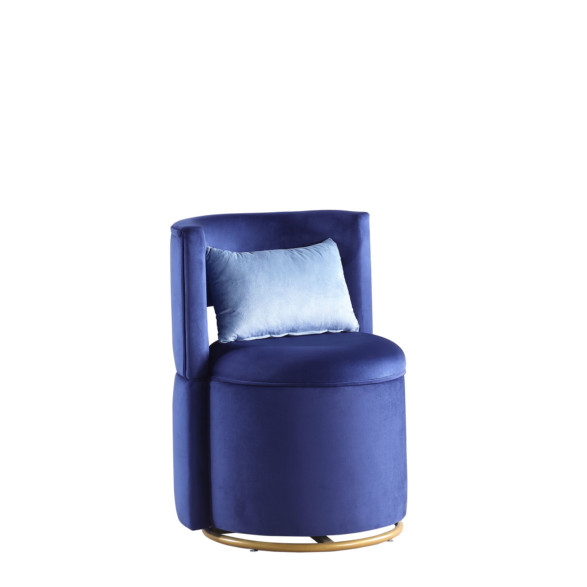 360 Swivel Accent Chair With Storage Function, Velvet Curved Chair With Gold Metal Base For Living Room, Nursery, Bedroom Video Blue Velvet