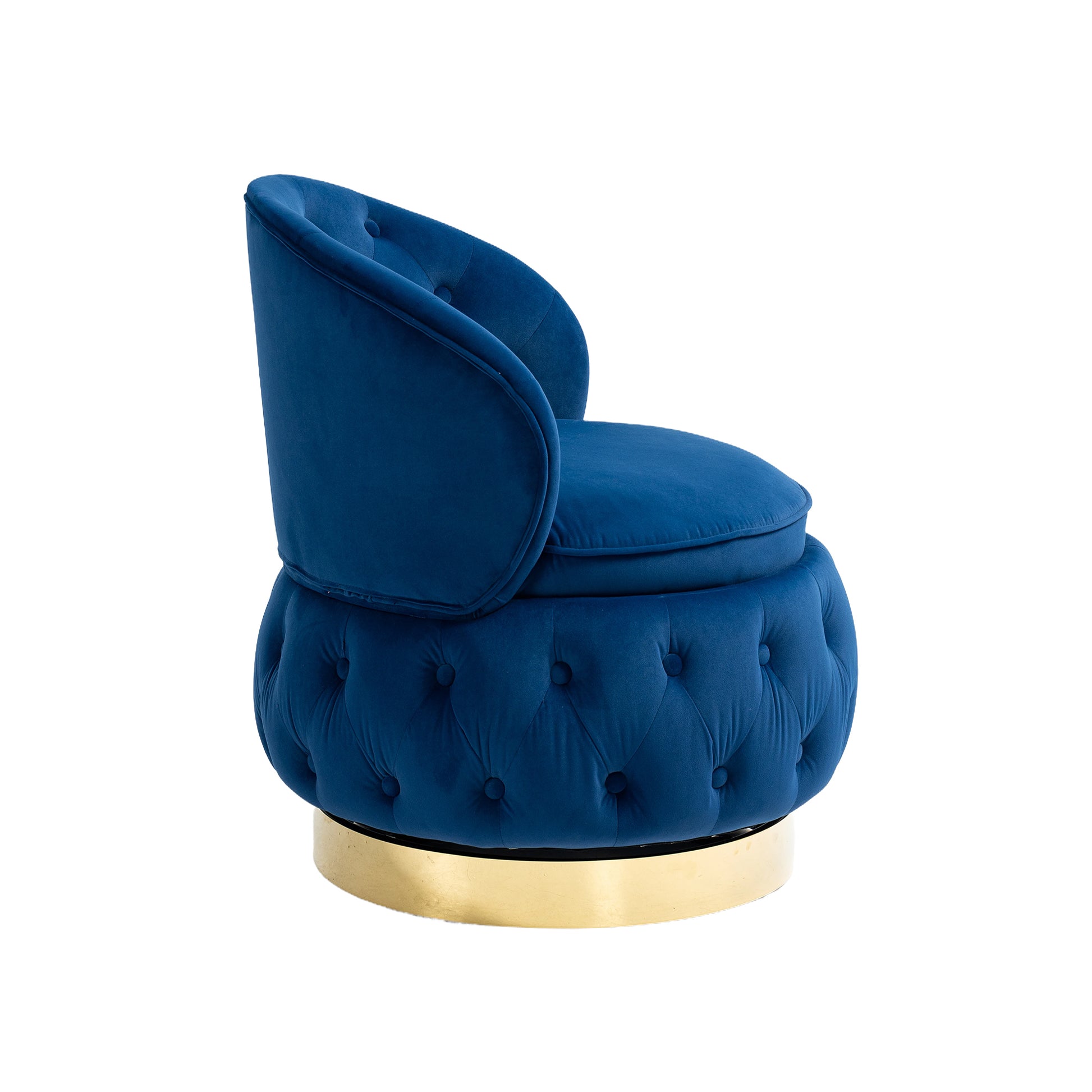 360 Degree Swivel Cuddle Barrel Accent Storage Chairs, Round Armchairs With Wide Upholstered, Fluffy Velvet Fabric Chair For Living Room, Bedroom, Office, Waiting Rooms Navy Primary Living Space Foam Velvet