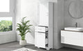 Tall Bathroom Storage Cabinet, Freestanding Storage Cabinet With Two Different Size Drawers And Adjustable Shelf, Mdf Board With Painted Finish, White Old Sku:Wf312730Aak White Mdf