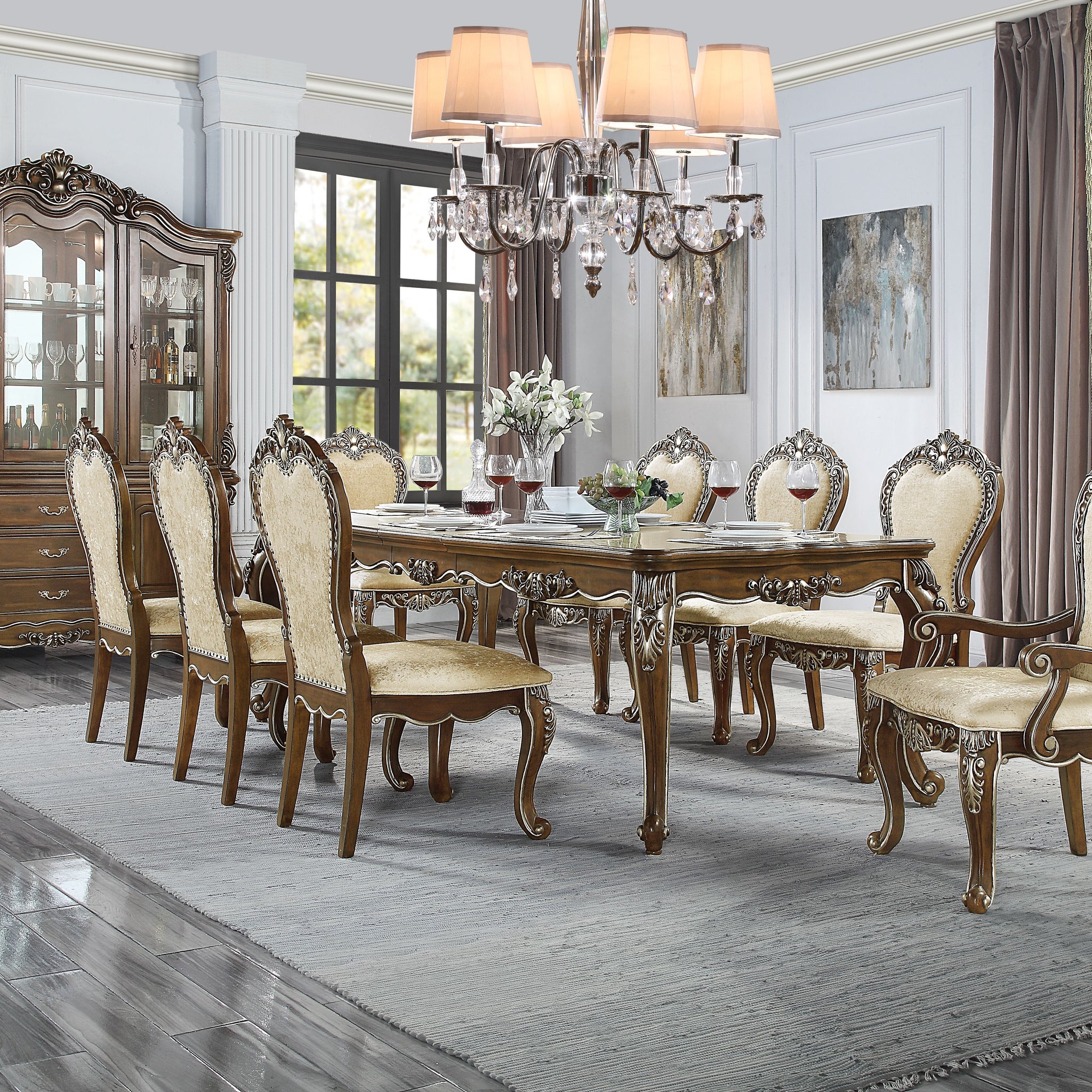 Latisha Dining Table Antique Oak Finish Dn01356 Oak Solid Wood Mdf