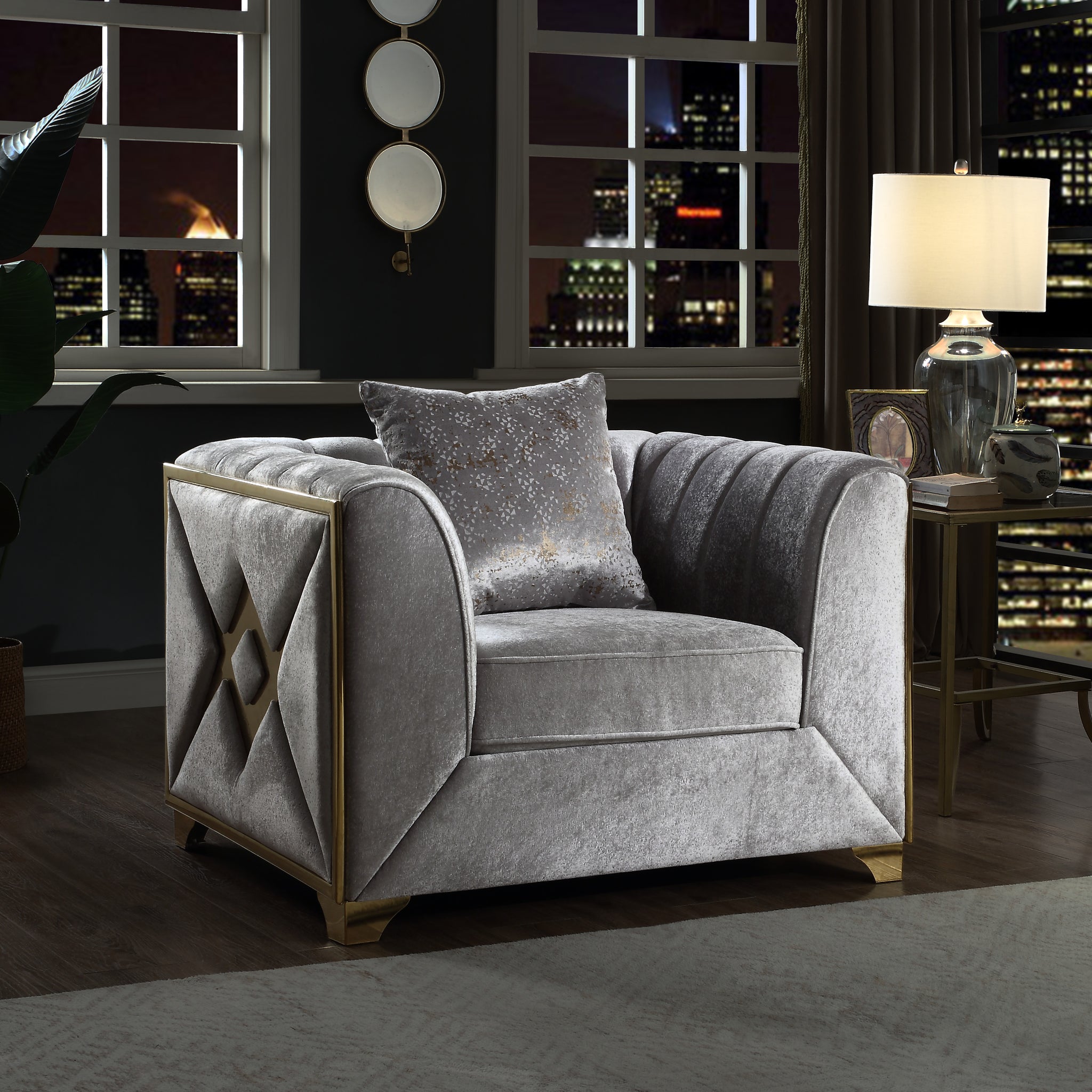 Velencia Modern Style Chair In Silver Silver Primary Living Space Modern Upholstered Wood