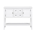 Cambridge Series Large Storage Vintage Console Table With Four Small Drawers And Bottom Shelf For Living Rooms, Entrances And Kitchens White, Old Sku: Wf190263Aaa White Solid Wood Mdf