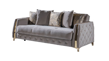 Modern Style Sleeper Sofa Made With Wood In Taupe Taupe Velvet Wood Primary Living Space Medium Firm Tufted Back Modern Upholstered Wood 3 Seat