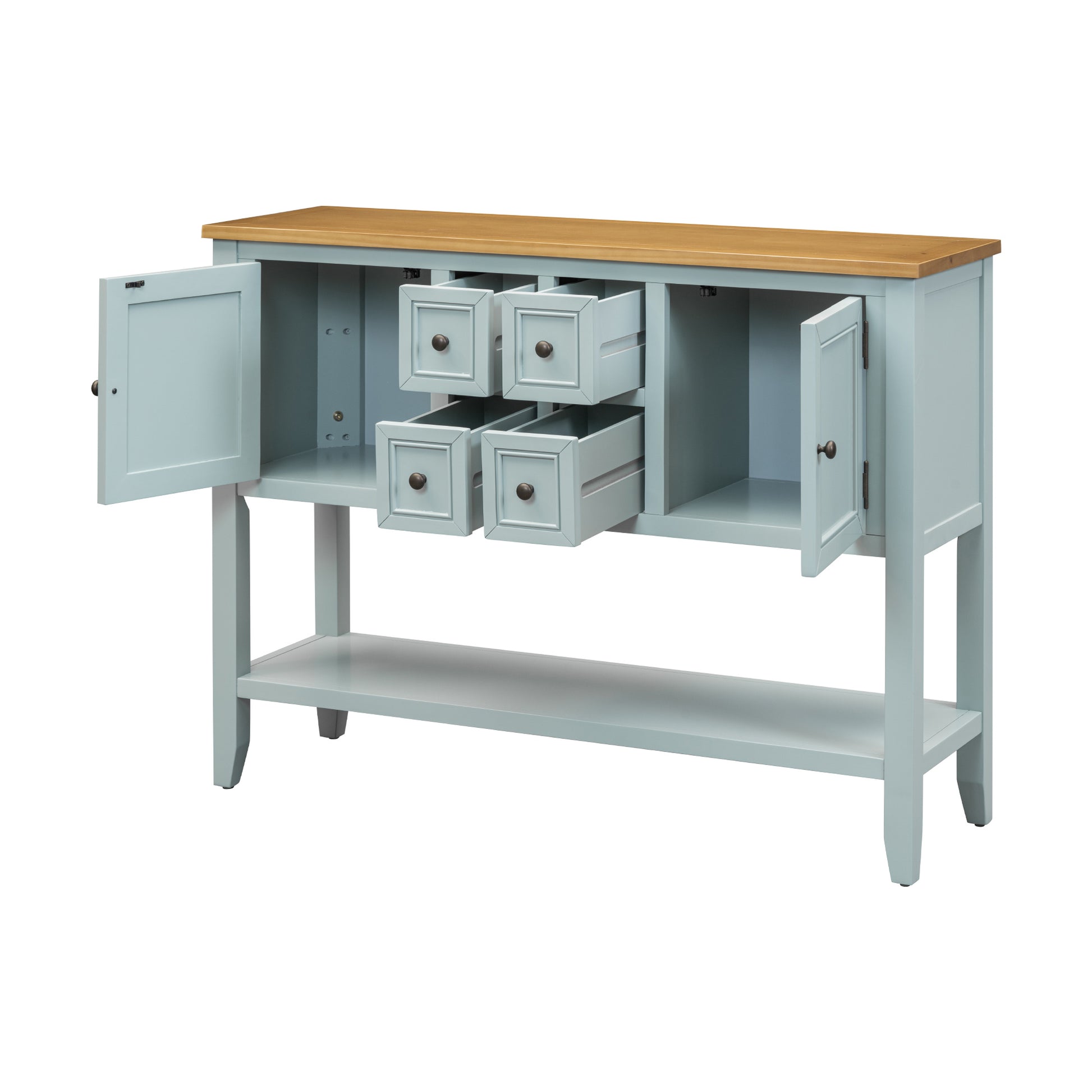 Cambridge Series Large Storage Vintage Console Table With Four Small Drawers And Bottom Shelf For Living Rooms, Entrances And Kitchens Lime White, Old Sku: Wf190263Aak Lime White Solid Wood Mdf