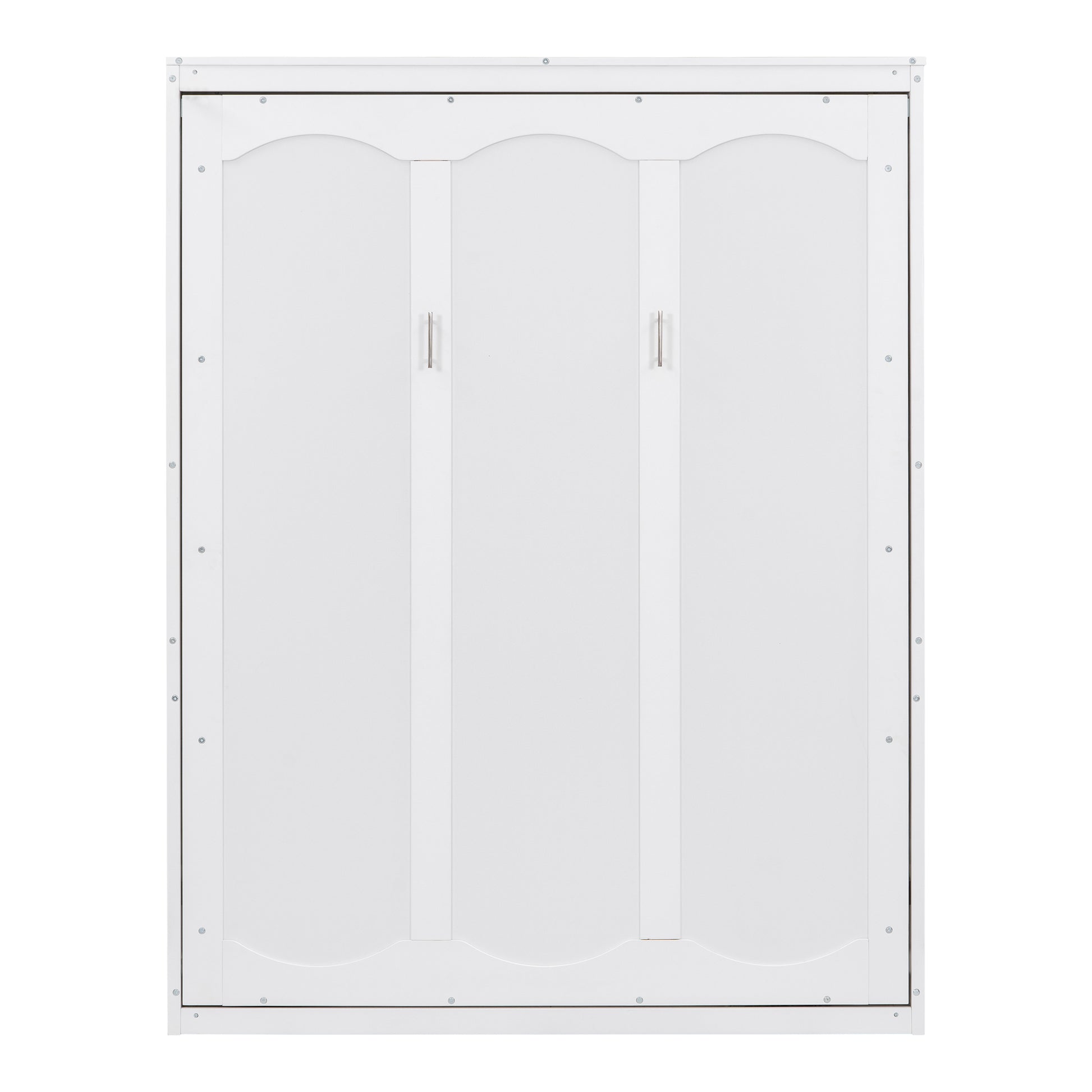 Queen Size Murphy Bed Wall Bed With Shelves,White White Solid Wood Mdf