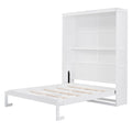 Queen Size Murphy Bed Wall Bed With Shelves,White White Solid Wood Mdf