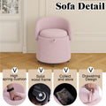 Multi Functional Stool 23 Inches Movable Storage, Pink Teddy Fleece Everywhere In The Bedroom And Living Room Pink Teddy Polyester Blend
