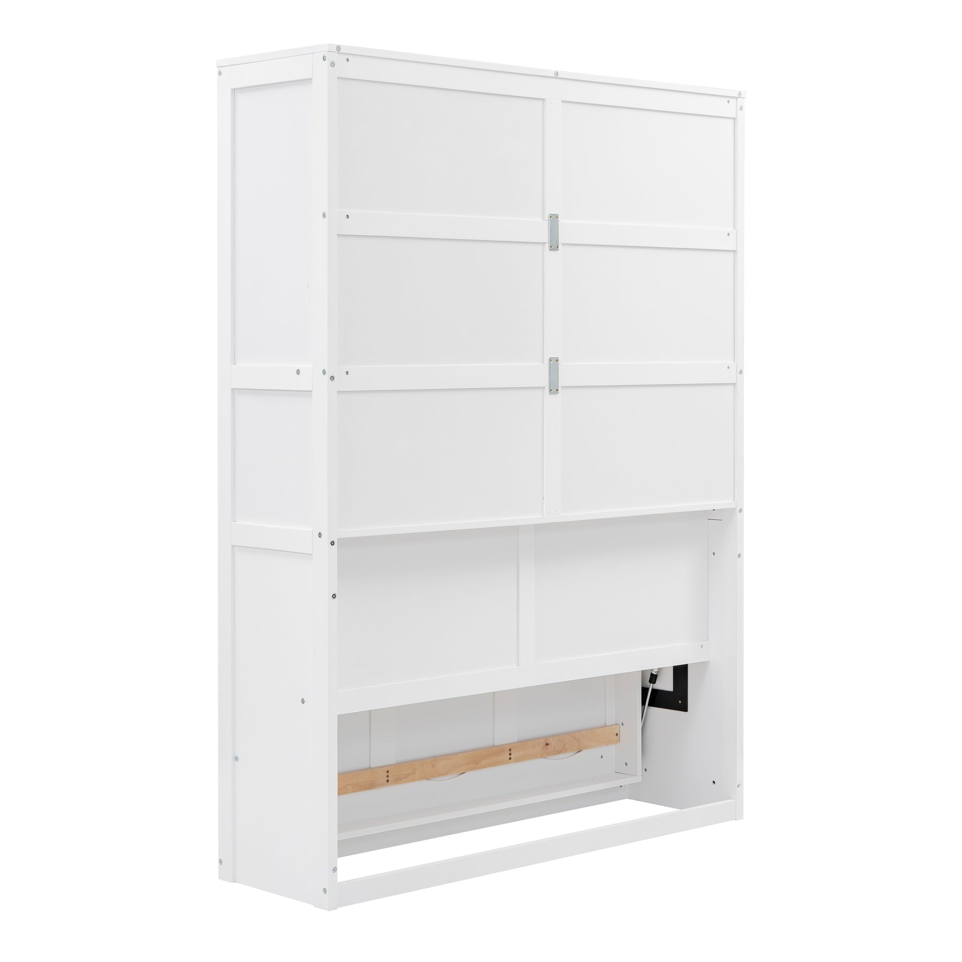 Full Size Murphy Bed Wall Bed With Shelves,White White Solid Wood Mdf