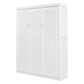Queen Size Murphy Bed Wall Bed With Shelves,White White Solid Wood Mdf