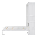 Queen Size Murphy Bed Wall Bed With Shelves,White White Solid Wood Mdf