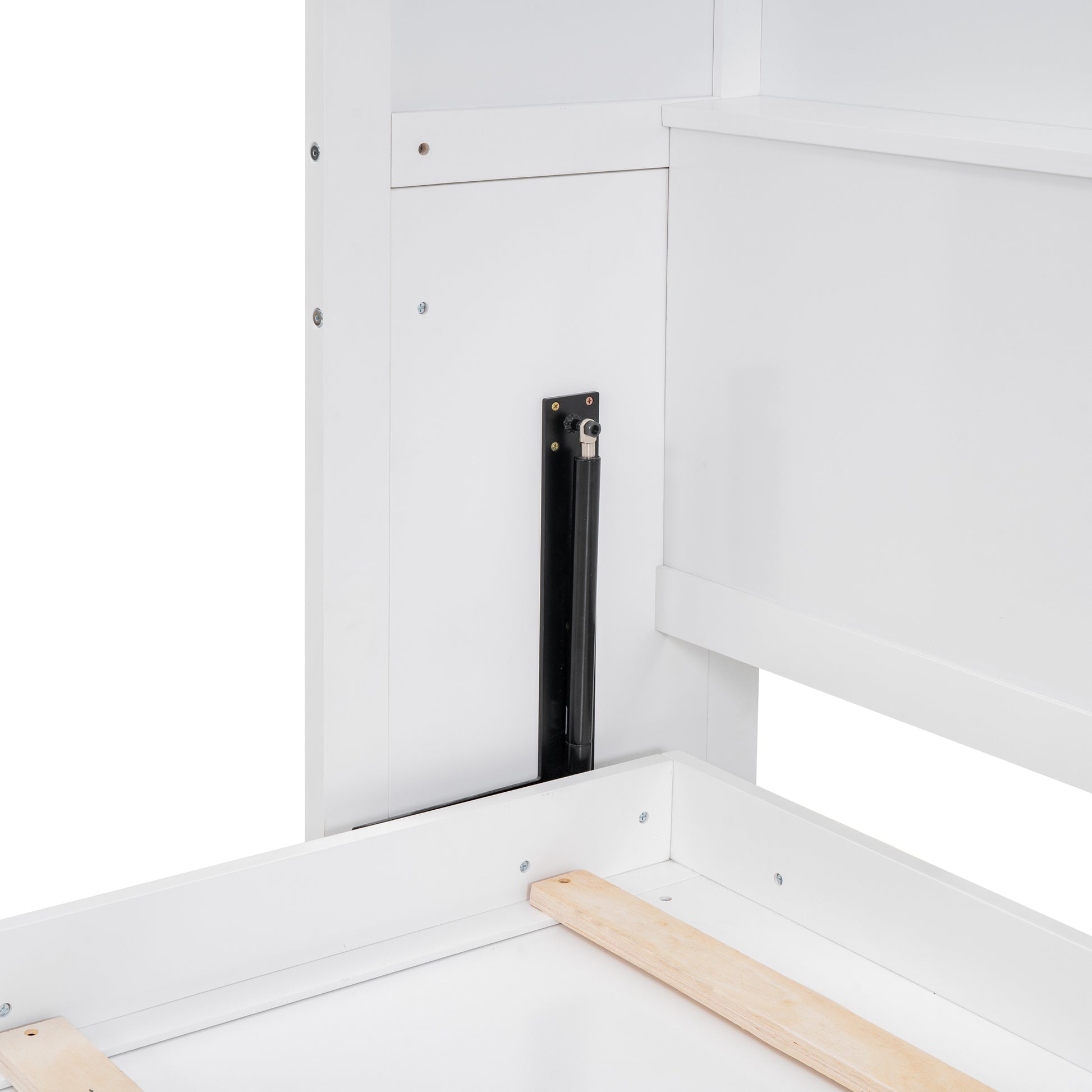 Queen Size Murphy Bed Wall Bed With Shelves,White White Solid Wood Mdf