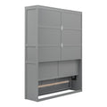Queen Size Murphy Bed Wall Bed With Shelves,Gray Gray Solid Wood Mdf