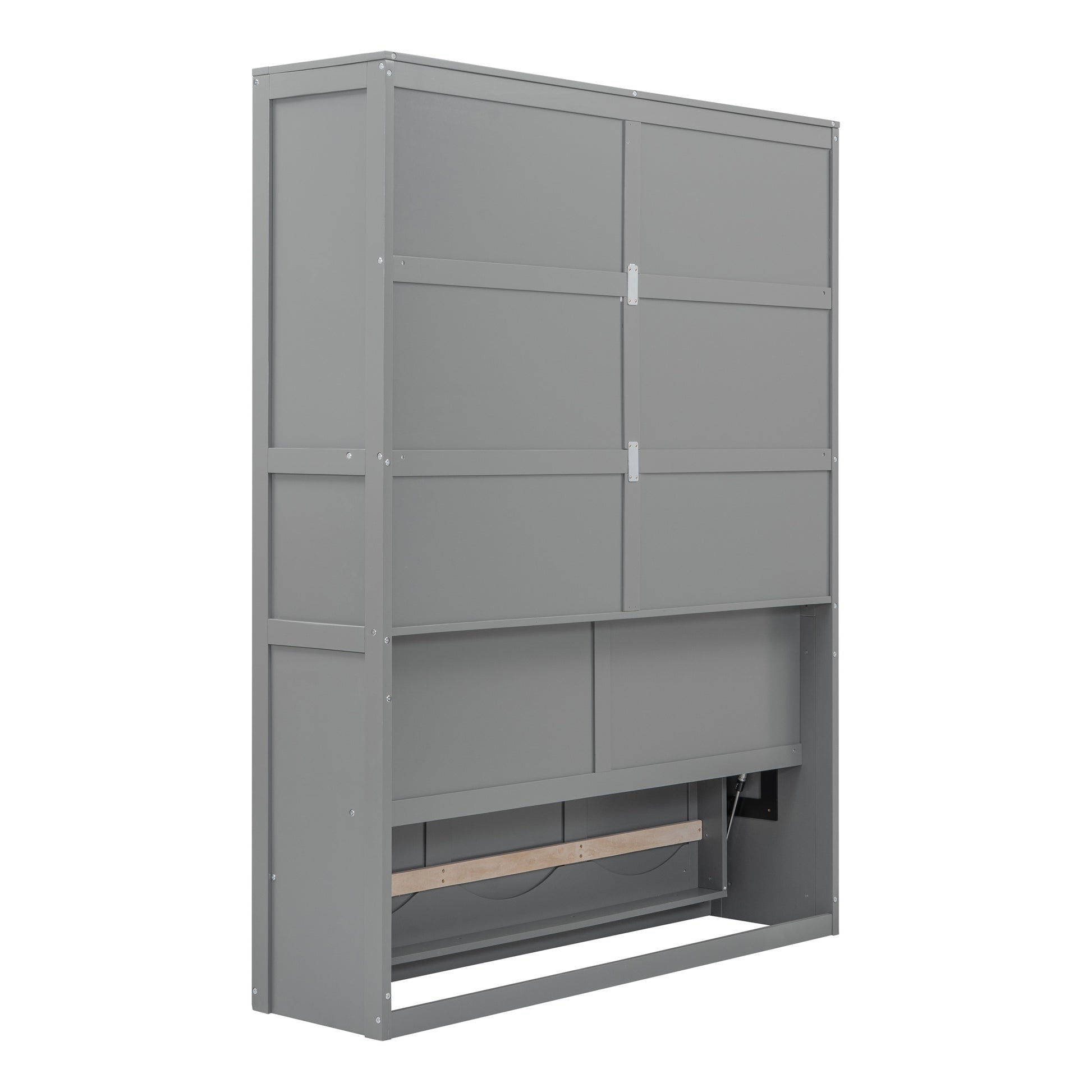 Queen Size Murphy Bed Wall Bed With Shelves,Gray Gray Solid Wood Mdf